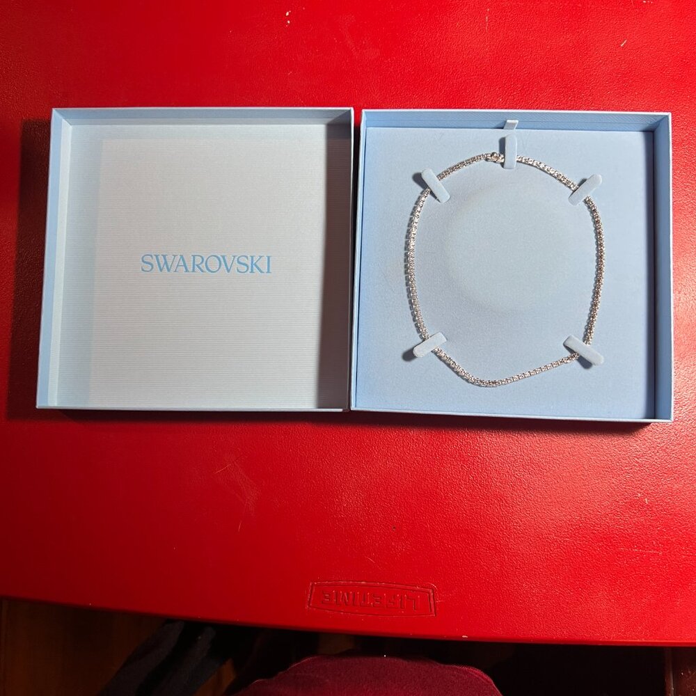 NIB! Swarovski Matrix Tennis Choker Necklace, Rhodium-Plated, 16 1/8"